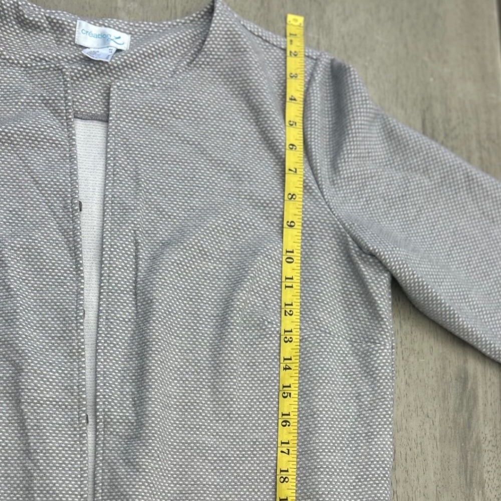 Creation L Grey Textured Longline Open Front Blazer Jacket Womens Size 12 W48606 - Picture 3 of 10